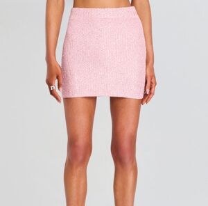 Retrofete Pink Tweed Pencil Mini Skirt